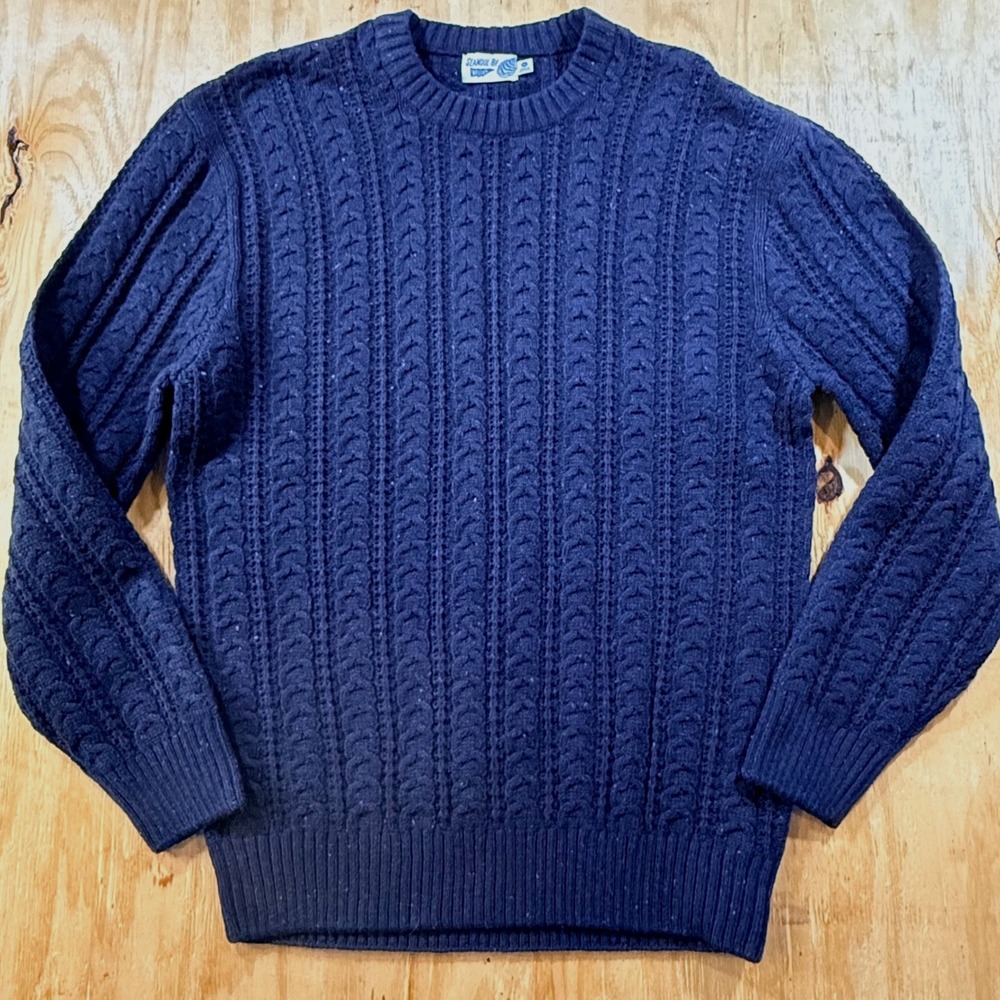 Wellen Huckberry Mens SeaWool Fisherman Sweater XL Navy Blue Cable Knit Heritage - Picture 2 of 8